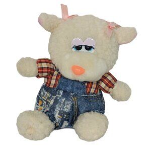 Enesco Lamb Plush Overalls Plaid Shirt 6.5 Inch